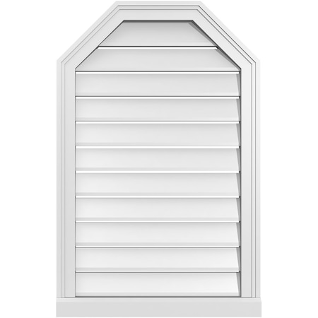 Ekena Millwork Octagonal Top Surface Mount PVC Gable Vent w/ 2"W x 2"P Brickmould Sill Frame, 22"W x 34"H GVPOT22X3403SF